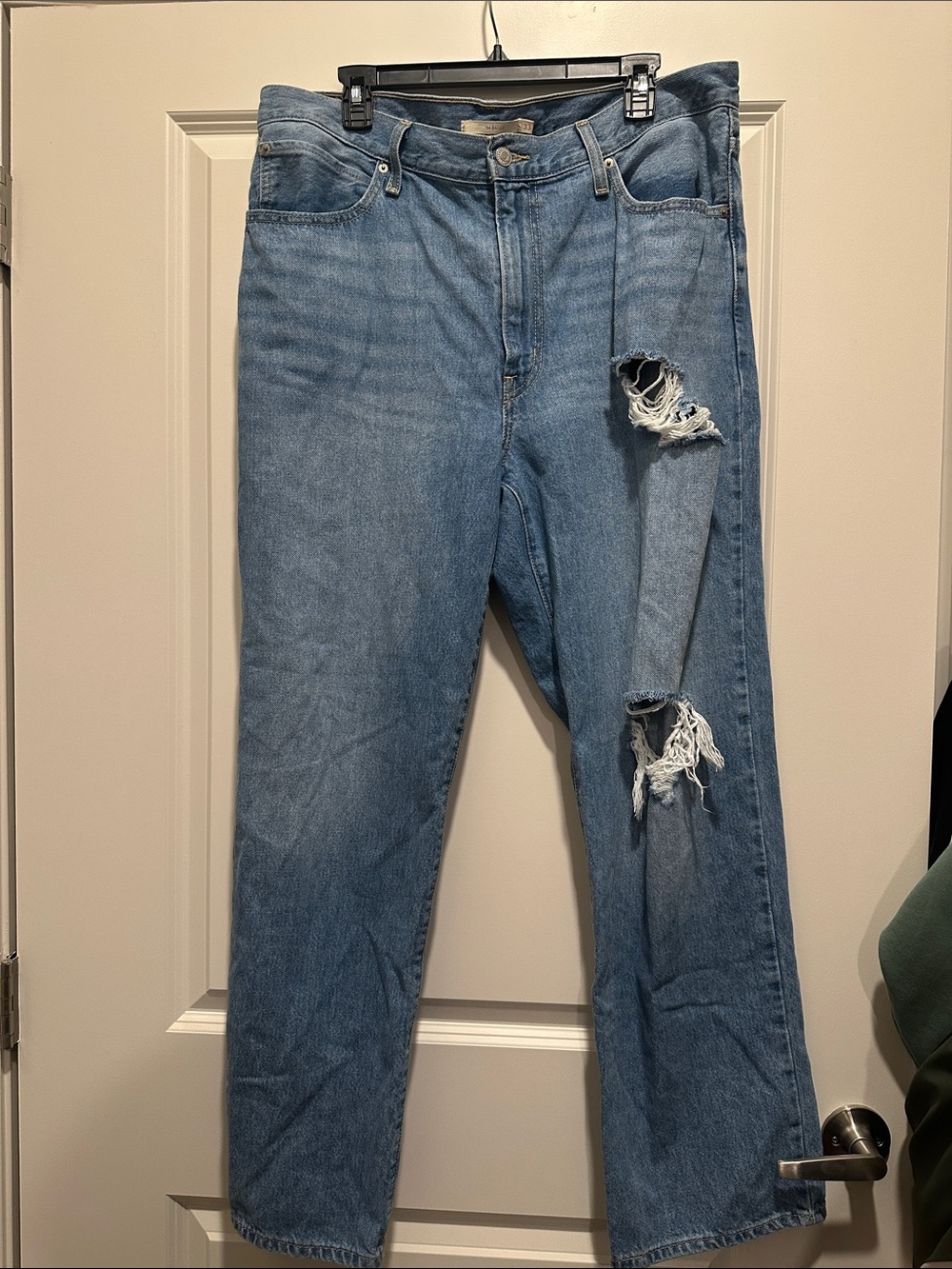 Levi's Light Blue Distressed Straight-Leg Jeans